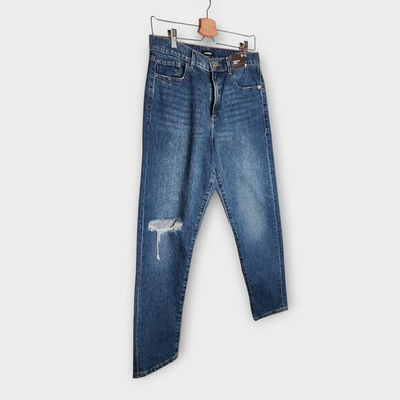 NEW Express Womens High Rise Tapered Ankle Jeans 6R Distressed Blue Urban Edge - Picture 2 of 4